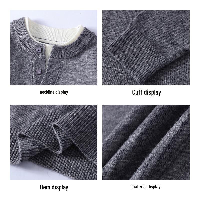 Eastern Camel Men's Faux-Layer V-Neck Knitted Sweater