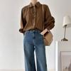 New Arrivals Open Run Women Cotton Rayon Color Block Loose Fit Shirt Blouse