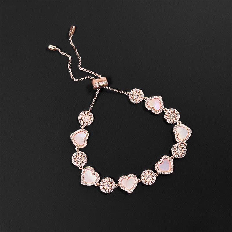 Handcrafted Heart Shape Adjustable Bracelet With Copper Plastic Material For Girls Gift Ideas