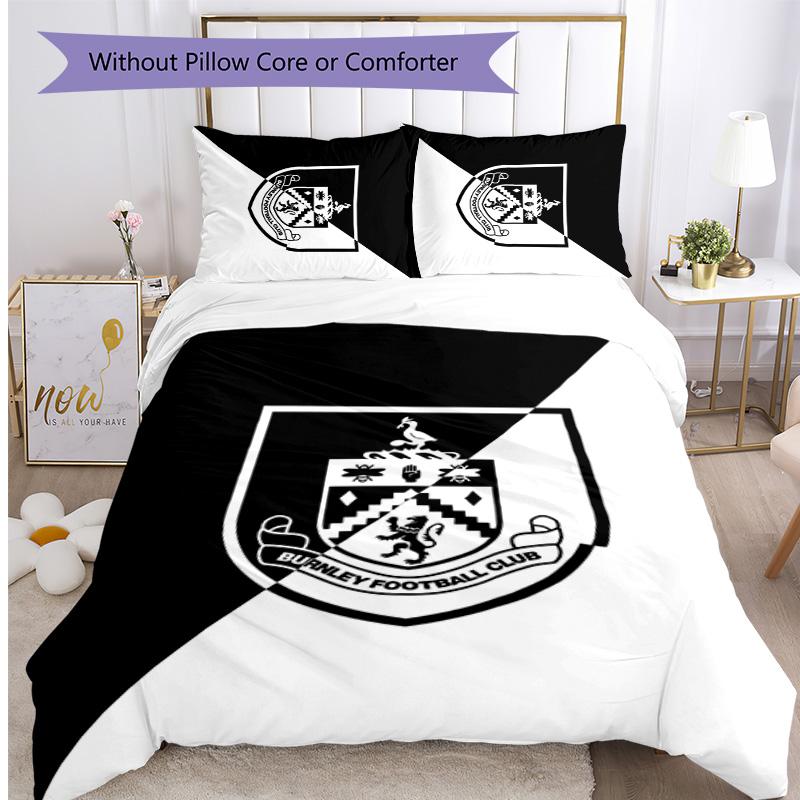 Set Lenzuola Stampato Burnley Football 3 Pezzi, Comodo Set Copripiumino per Camera da Letto Amico della Pelle