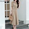 ZANZEA Women Short Sleeve Blouse and Skirts Casual Two Piece Suit Sets