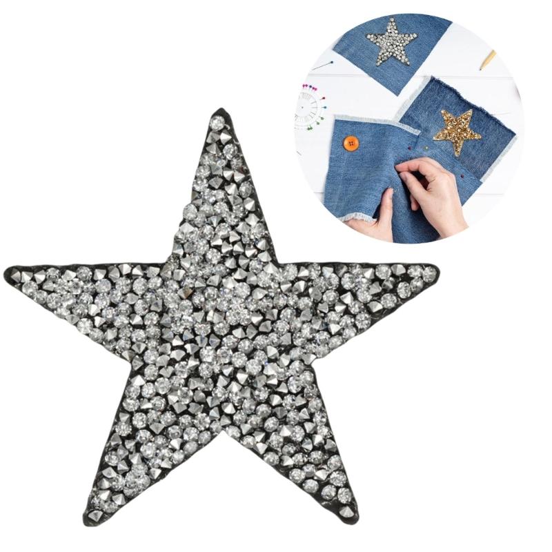 24Pcs Rhinestones Star Appliques Iron on Star Patches for Clothes Dress Pants Jeans Hat Bag Clothing Embellishments