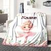Ballerina In Pink Tutu Floral Border Four Seasons Blanket Customized With Your Name Lightweight And Warm Perfect Gift For Home Office Camping Sofa