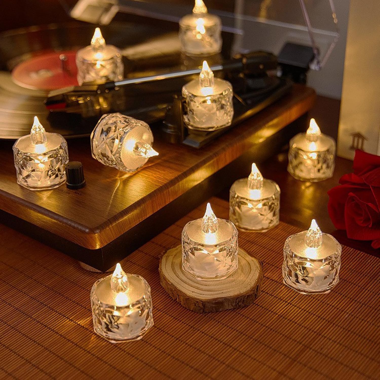 

wowjimi Светодиодные свечи, 24 шт., для украшения церемоний, стильные свечи, успокаивающее внутреннее освещение, элегантный и милый декор интерьера, популярный