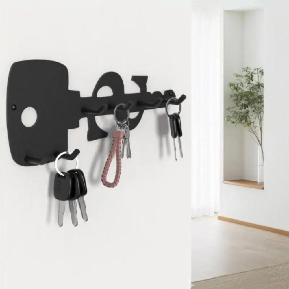 Stainless Steel Wall Mounted Holder 6 Hooks Rustproof Key Holder Space Efficient Decorative Design Storage System Living Room