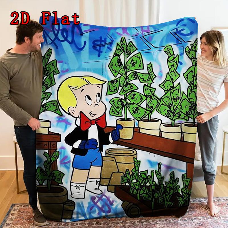 Richie Rich Comic Scene 2D Flat Pattern Flannel Blanket High quality All Seasons Warmth and Comfort Perfect for Christmas Gifts.NMT0928143