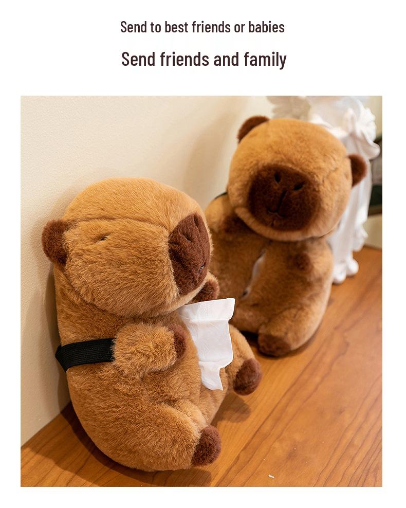 Capybara Plush Toy Car Tissue Box Cover: Cute Storage Ornament Holder