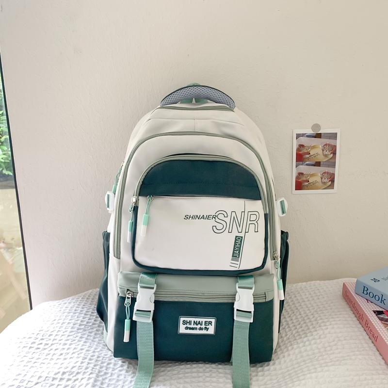 Children's Schoolbag Student Large Capacity Backpack Men's Color Block Backpack Patchwork Women Backpack