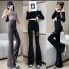 Women's High Waist Flared Yoga Pants with Mesh Pockets - Breathable, Abdominal Support & Hip-Lifting Design for Spring & Summer.
