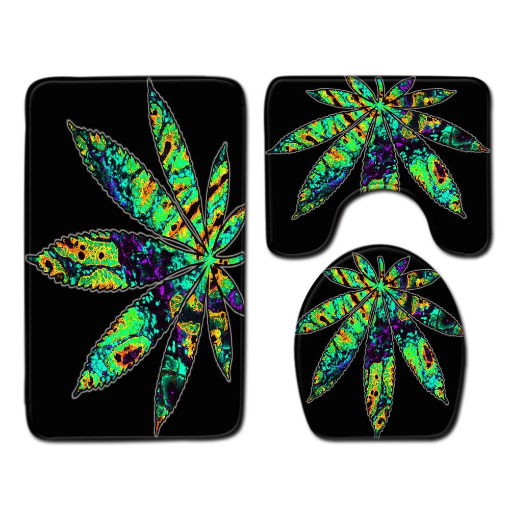 Peony Toilet Three-Piece Bathroom Floor Mat Doormat Combination