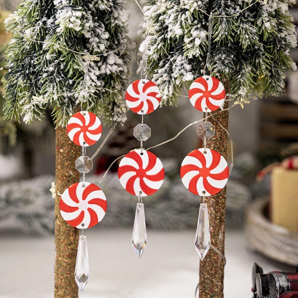 

6pcs Transparent Christmas Candy Ice Cone Pendants New Year Gift Decoration 6 Pcs