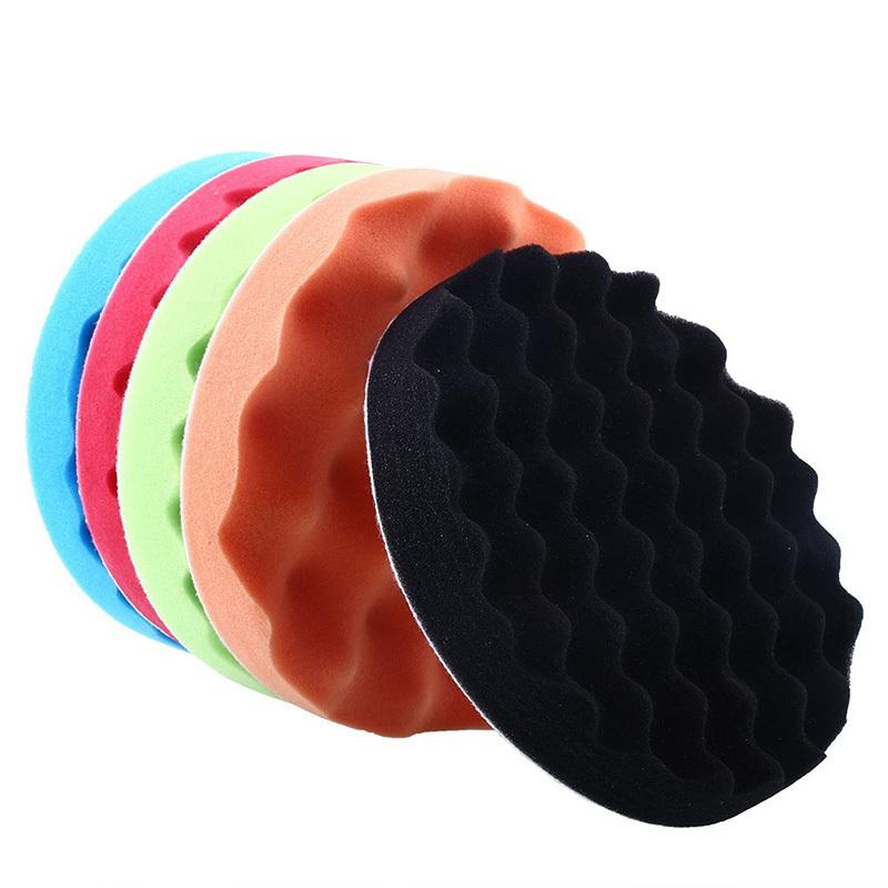 New 5Pcs 7inch Sponge Foam Waffle Polishing Buffer Pad Kit for Auto Car Polisher