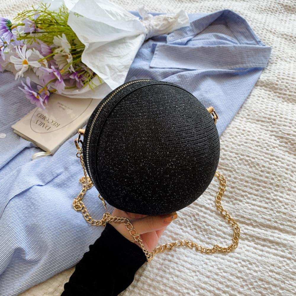 

Стразы Вечерняя банкетная сумка на молнии Блестящий клатч Портативная сумка-шар Вечеринка чёрный