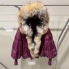 European winter new luxury fox big fur collar down jacket women's short fashion thickened warm hooded jacket