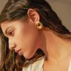 Stainless Steel Irregular Hammered Disc Earring Vintage Chunky Round Square Stud Earrings