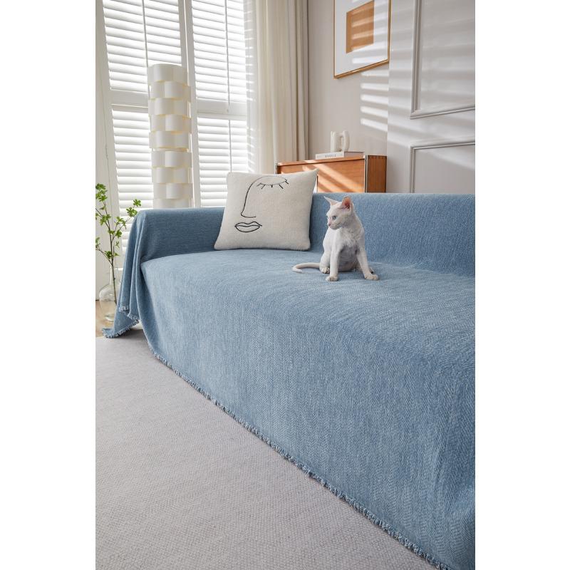 Fischgrätenmuster Einfarbig Chenille Sofa Handtuchbezug Handtuch Hochwertig Modern Schlicht Verdickt Rutschfest Sofa Überwurf Stoffbezug Bezug
