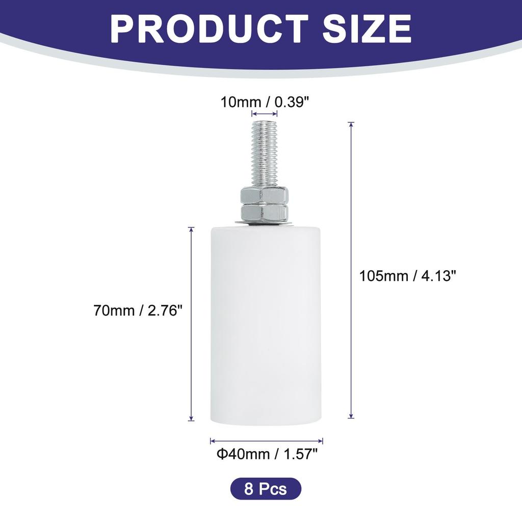 uxcell 8pcs 2.7" Nylon Roller Gate Support Assembly for Sliding and Rolling Gates, Universal Door Pulley Wheels, White