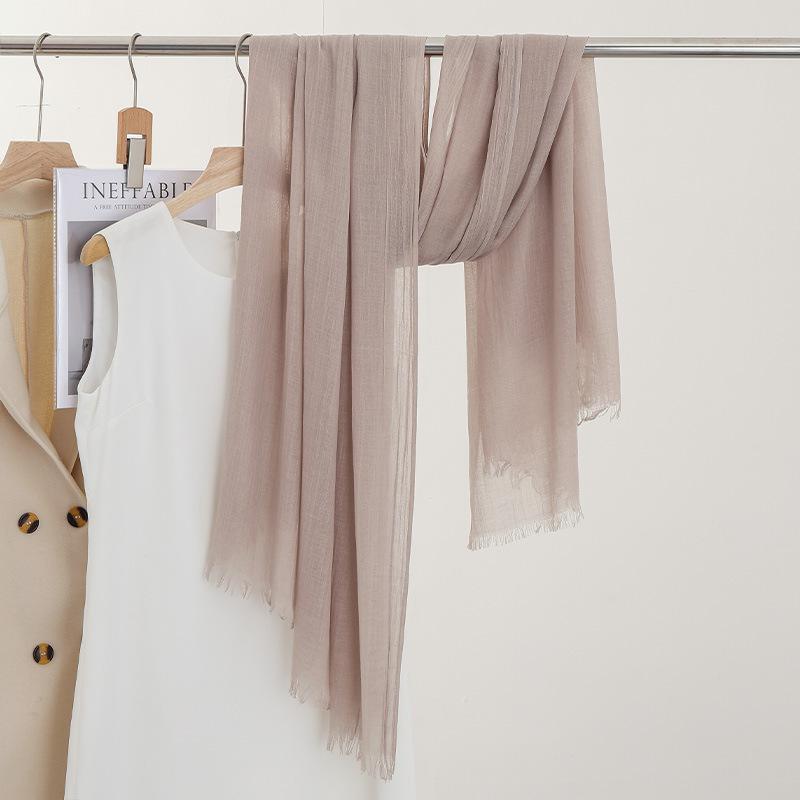 Monochrome Thin Scarf Women'S Sunscreen Shawl Solid Color Simple Imitation Cotton And Linen Silk Scarf High-End Yarn