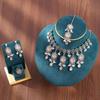 Luxury Water Drop Pendant Necklace With Pearl Tassel Earrings And Rhinestone Set For Women