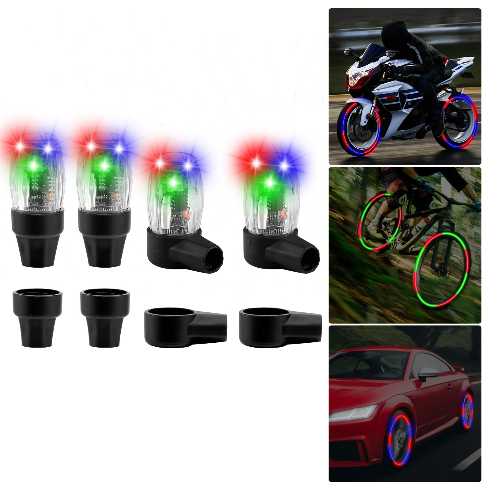 

Koongloong Air Valve Cap US Type Tire Valve Car LED RGB Valve Cap Red Green Blue (4)
