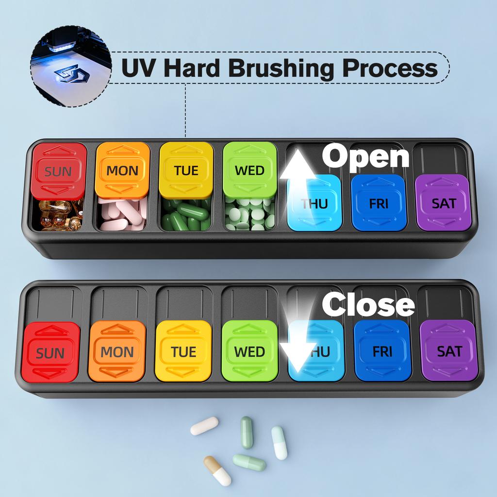 Pill Boxes 7 Day 2 Times a Day Large Daily Pill Organiser AM PM Weekly Travel Tablet Organiser Medicine to Hold Vitamin