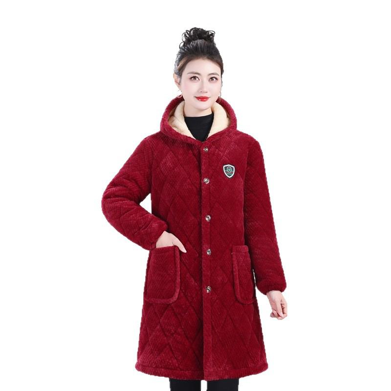 Mittellange Baumwolljacke für Damen - Herbst/Winter Oberbekleidung, Lockere Passform, Kälteschutz, Hauskleidung, Überwurf, Warmhalten