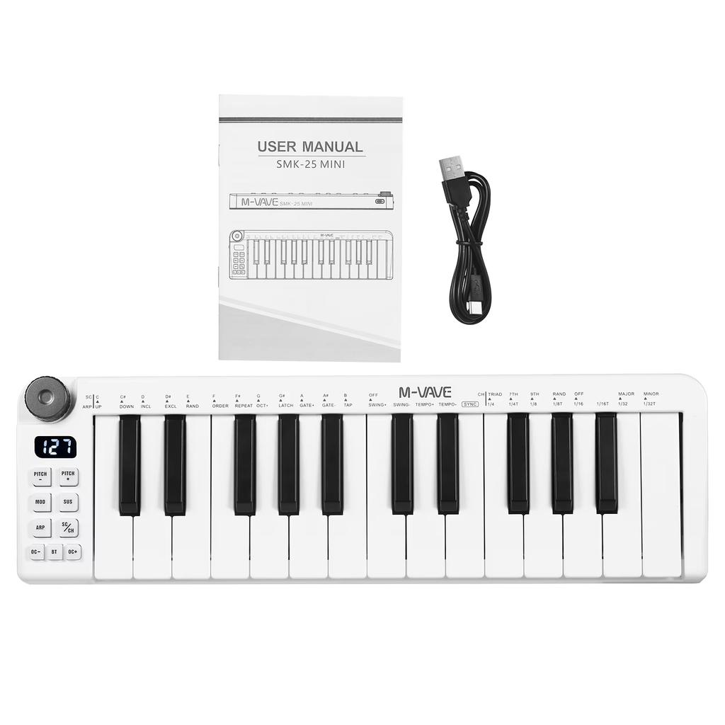 SMK-25/mini Pro MIDI Controller | 25 Velocity Keys + USB-C/Wireless | DAW Control & 15h Rechargeable Studio Tool