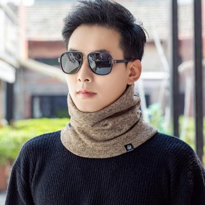 Men Scarf Winter Plush Lining Solid Color Scarf Solid Color Letter Logo Thickened Velvet Warm Knitting Neck Gaiter