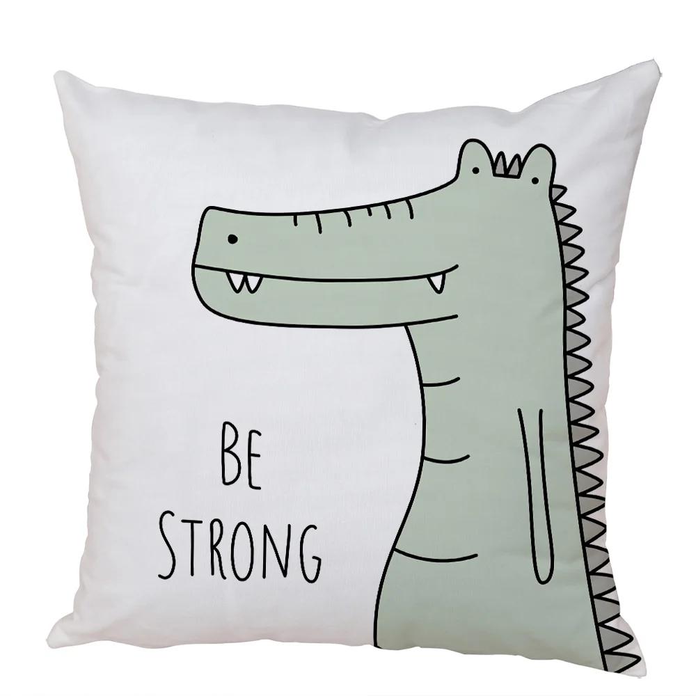 Nordic Zebra Hippo Giraffe Lion Crocodile Pillow Case Decor Animal Cushion Cover for Sofa Home Peach Skin Pillowcase 45x45cm