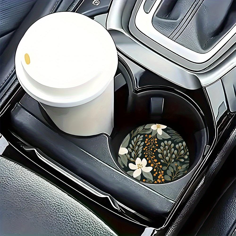 Set of 2 Absorbent Rubber Coasters with a Easy Flower Design for Car Cup Holders - Chic Interior Car Additions