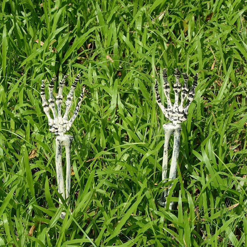 WTEMPO Halloween Skeleton Stakes Zombie Ghost Arm Stake Severed Plastic Skeleton Hands Yard Signs for Lawn Stakes Garden Halloween Props Decoration