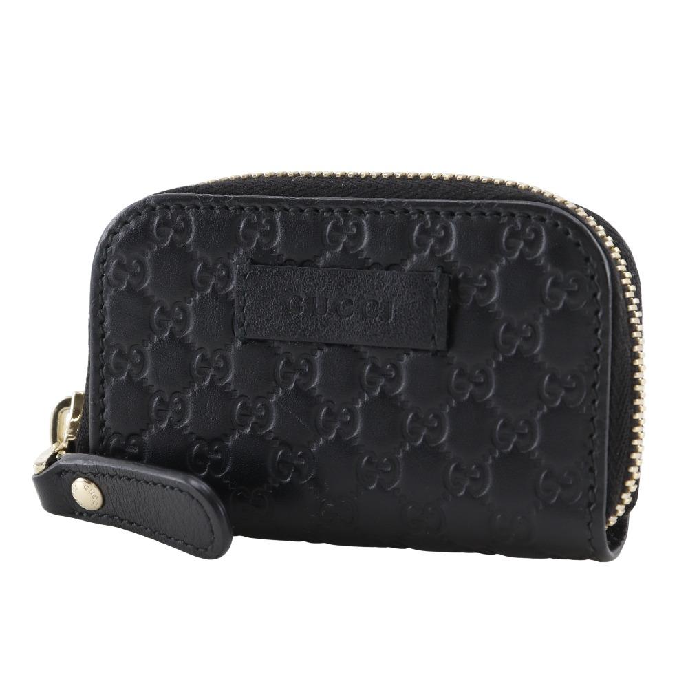 Gucci GG Micro Coin Purse 449896 Zip Around Outlet Black Sima Leather Unisex Used
