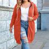 Women's Fashion Casual Plus Size Hooded  Long-Sleeve Solid Jacket