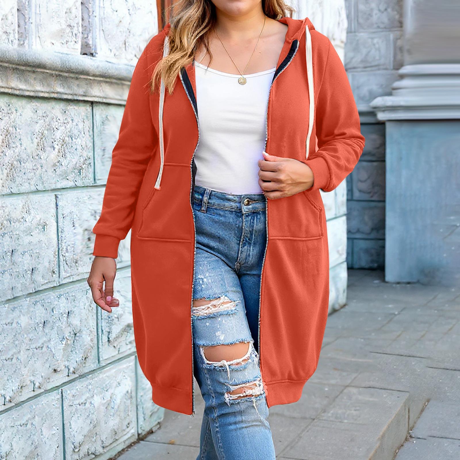 

Women s Fashion Casual Plus Size Hooded Long-Sleeve Jacket XXXXL шафрановий