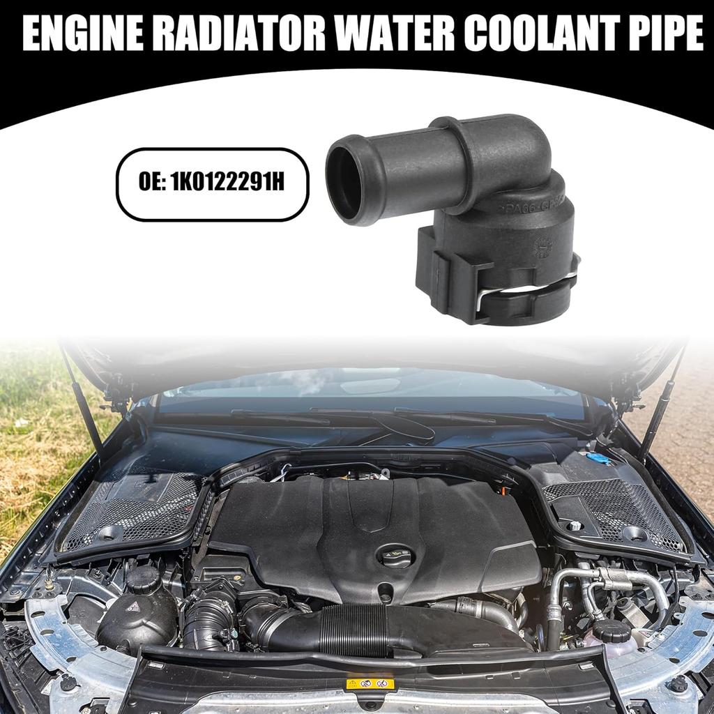 Upper Radiator Coolant Hose Connector Pipe No.1K0122291H - Car Interior Heater Hose Connector - for Volkswagen Passat 2012-2014 Plastic Black 1 Pc