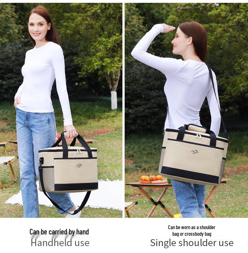 Large Capacity Insulated Picnic & Camping Lunch Bag - Portable with Cold-Keeping Ice Pack