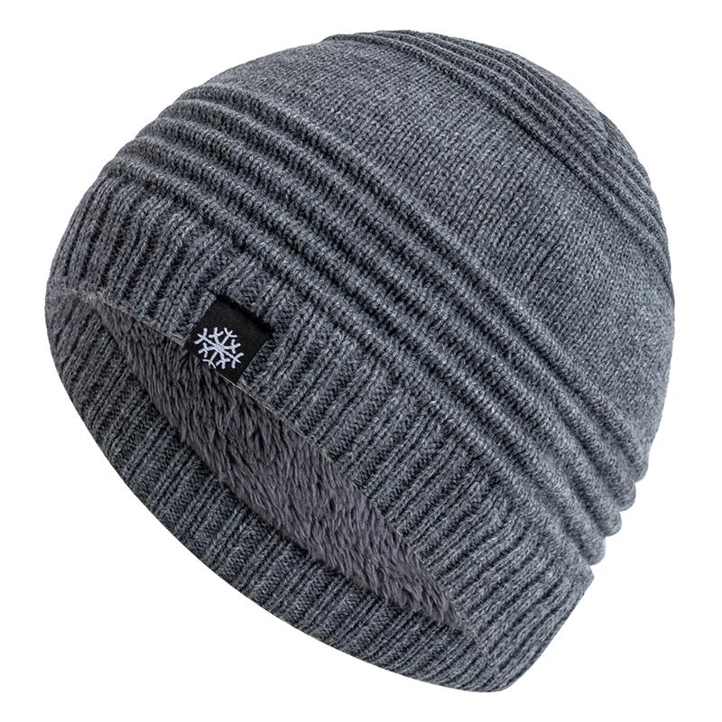 New Style Unisex Fur Lined Beanie Hat Keep Warm Winter Hat Thick Hat For Men And Women Snow Label Fashion Winter Cap