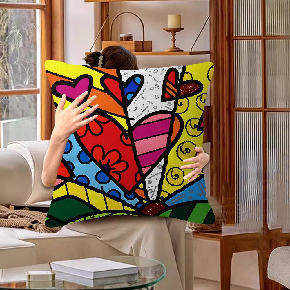 Colors RRomero BBritto Art Personalized Pillow Cover Kids Bedroom Wild Party Decor Pillowcase Kid Birthday Shower Gift 30x30cm