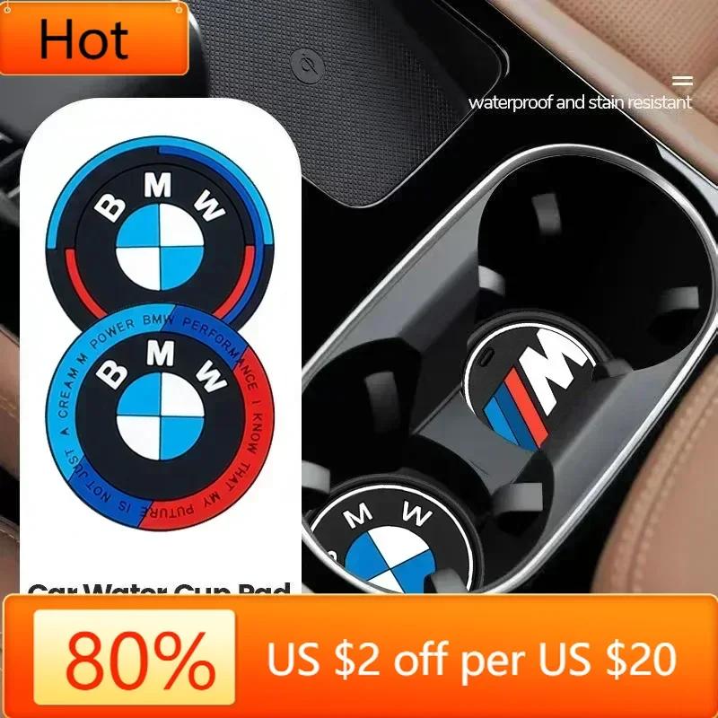 New 2025 For BMW M X3 X5 X6 BMW 2Pcs Car Cup Holder Anti-Slip Coaster Pad Interior Accessories For BMW M G30 G32 G01 G02 G