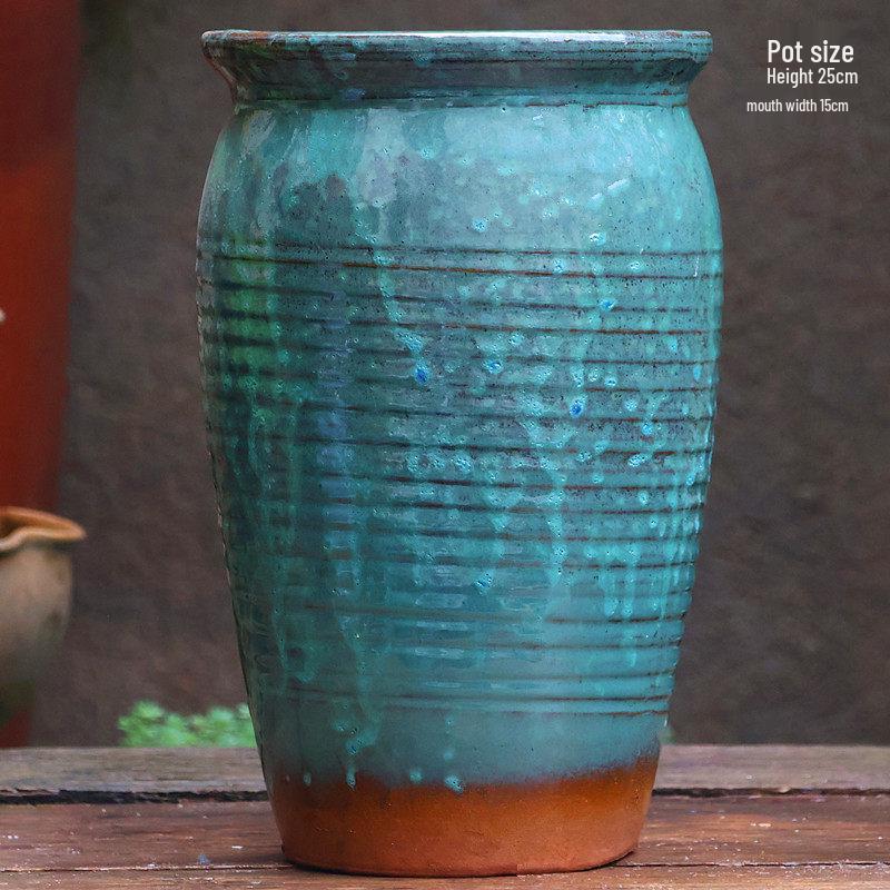 Handmade Coarse Ceramic Succulent Planter, Orchid Breathable Zisha Pot, Old Tree Design, Tall Rose Pot.