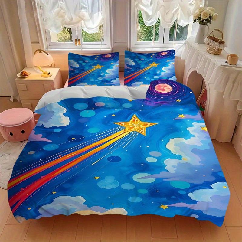 3pcs Shooting Star Bedding Set, Suitable for Bedroom Decoration, (Includes 1 Duvet Cover And 2 Pillowcases, Quilt Not Included) Yy250822131