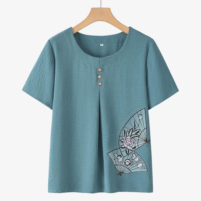 

Women s Summer 2026 Short-Sleeved Two-Piece Set for Middle-Aged Moms and Elderly Women XL (recommended 85-105 jin)