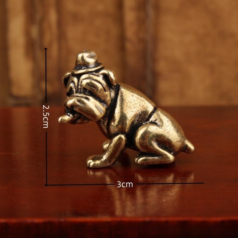Mini Brass Puppy Statue Cute Dog Metal Sculpture Wolfdog Poodle Hound Pet Figurine Home Decoration Desktop Cabinet Ornaments