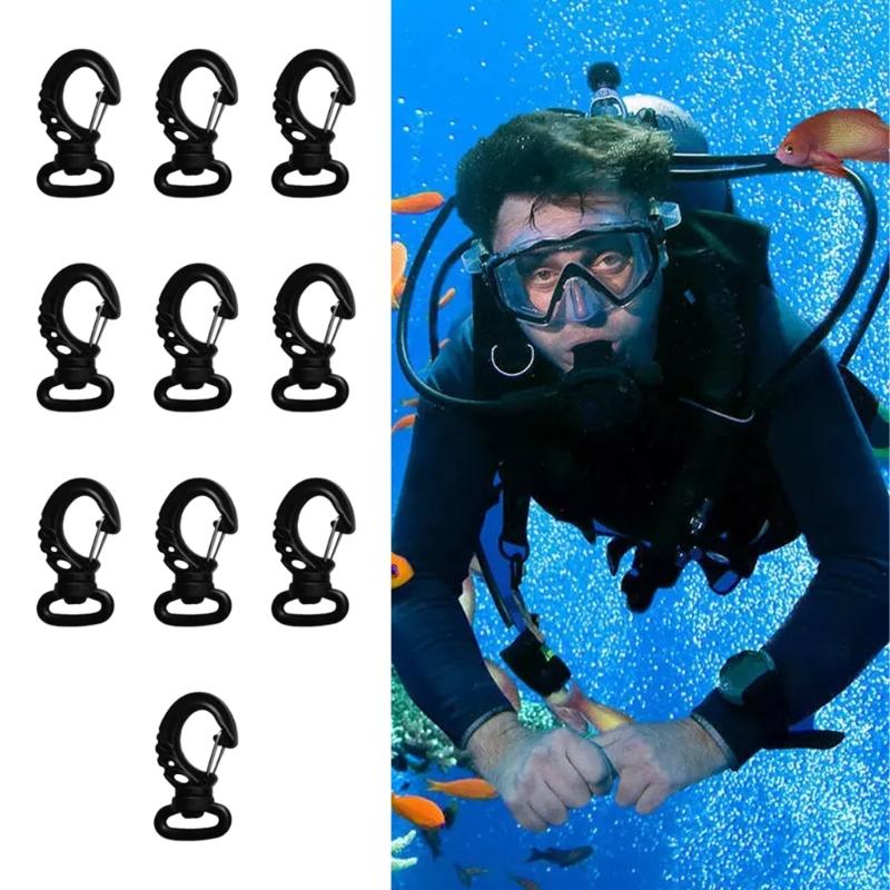 10Pcs Scubas Diving Clip Nylon Swivels Snap Hook Buckles Single Ended Clip Hook Keychains Backpacks Buckles Marine Hardware