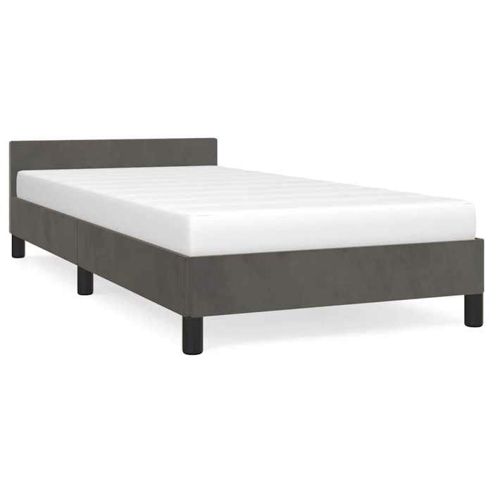VidaXL Bed Frames with Headboard Slat Base Upholstered Bed Slat Frame Single Bed Adult Bedroom Interior Grey 347550