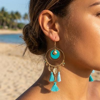 Metal Starfish Shell Leaf Tassel Asymmetric Earrings For Women Men Boho Circle Ocean Beach Vacation Earring Summer Jewelry Gift