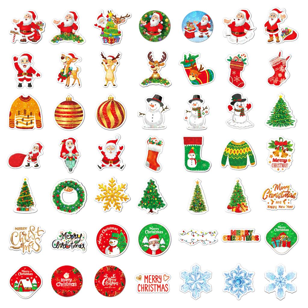 Christmas Stickers with Many 100 Holographic Laser Holiday Gift Decoration Stickers Waterproof Christmas Stickers
