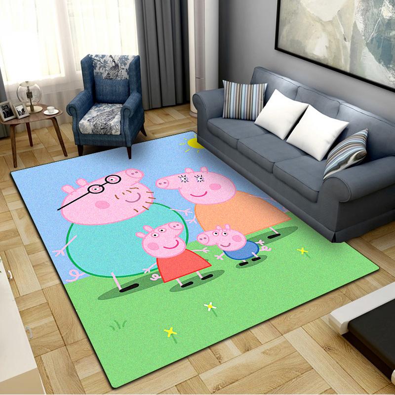 Pink Pig Cartoon Carpet Rug for Living Room Bedroom Home Sofa Decoration,Kids play Non-slip Floor Mat