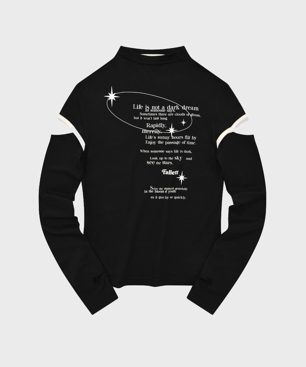Pallet Youth Letter Slit Long Sleeve Top Black Black/M