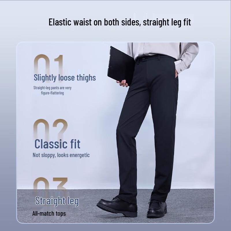 Men's Wrinkle-Resistant Straight Casual Pants
